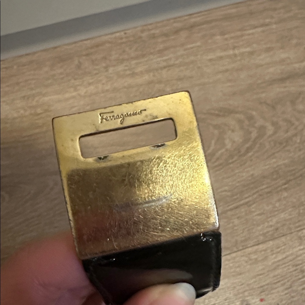 Salvatore Ferragamo Vintage Black and Gold Cuff Bracelet - Picture 2 of 9